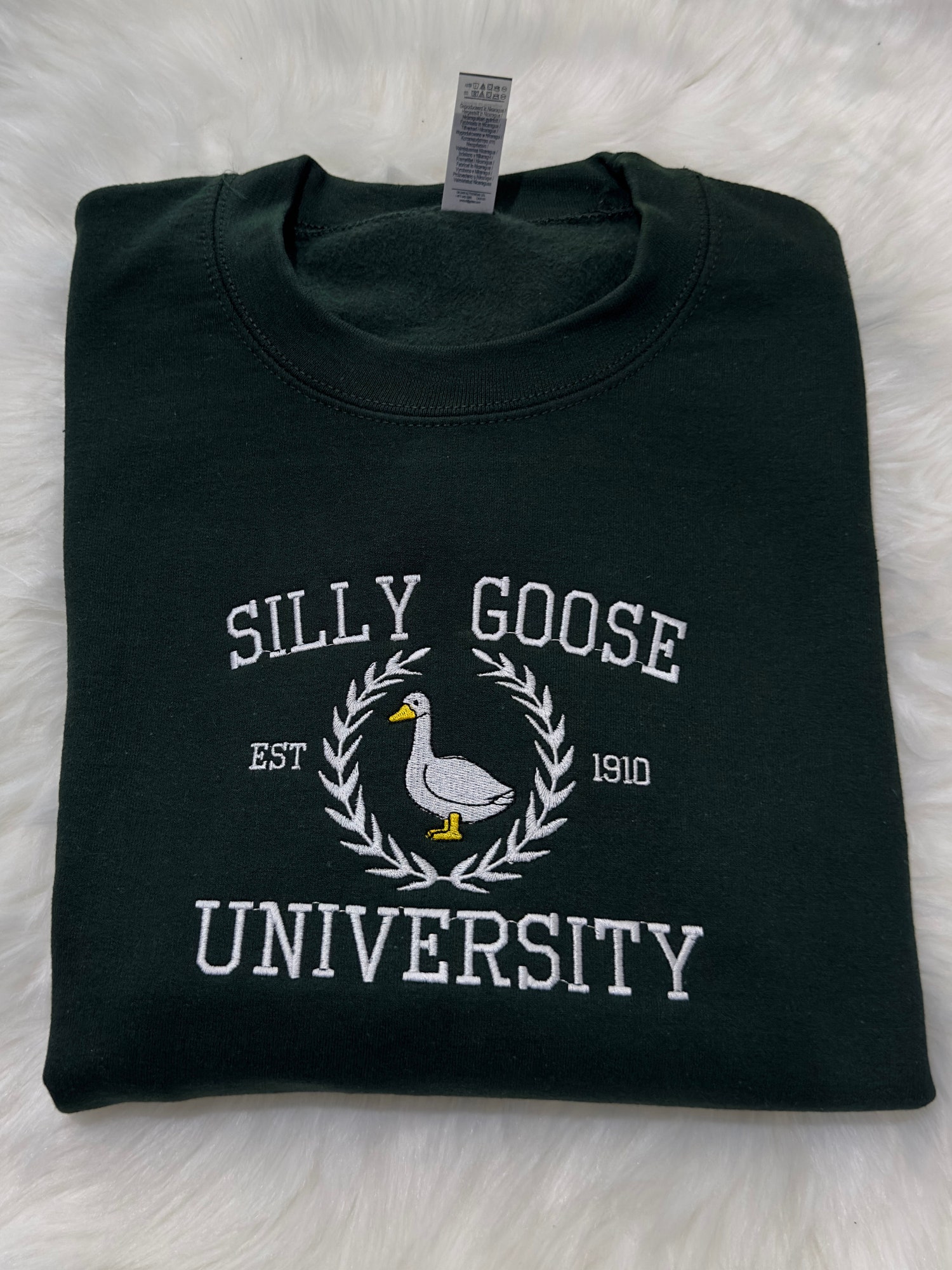 Silly Goose University Embroidered Sweatshirt Hoodie Fun Silly Goose Gift Idea image 1