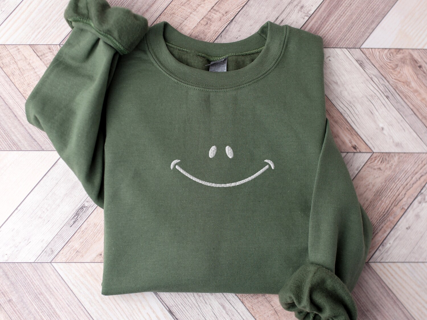 Retro Smiley Face Embroidered Sweatshirt Unisex Vintage Y2K Smile Shirt Gift for Him/Her image 2