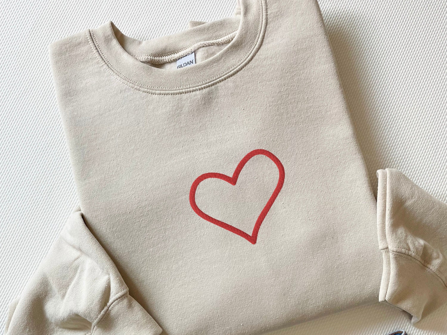 Embroidered Heart Sweatshirt Unisex Valentine's Day Crewneck Gift for Her image 2