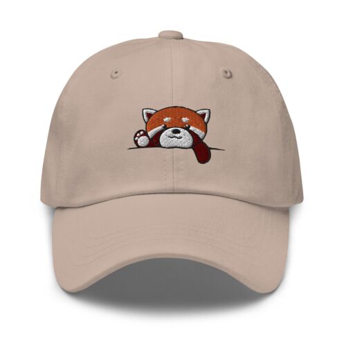 Red Panda Paws Up Embroidered Dad Hat - Cute Adjustable Baseball Cap for Panda Lovers image 0