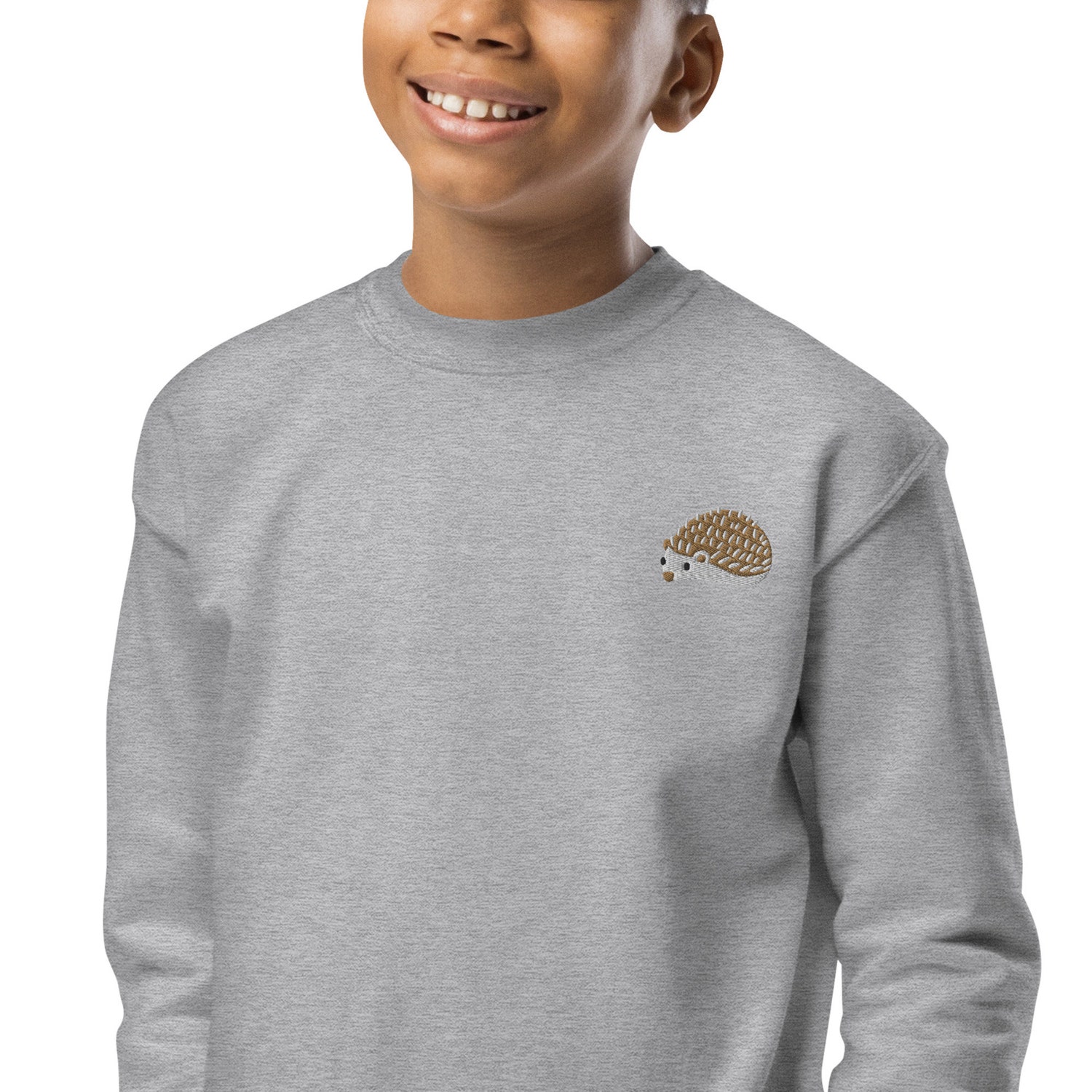 Embroidered Hedgehog Youth Sweatshirt Unisex Kids Funny Animal Cottagecore Shirt image 3