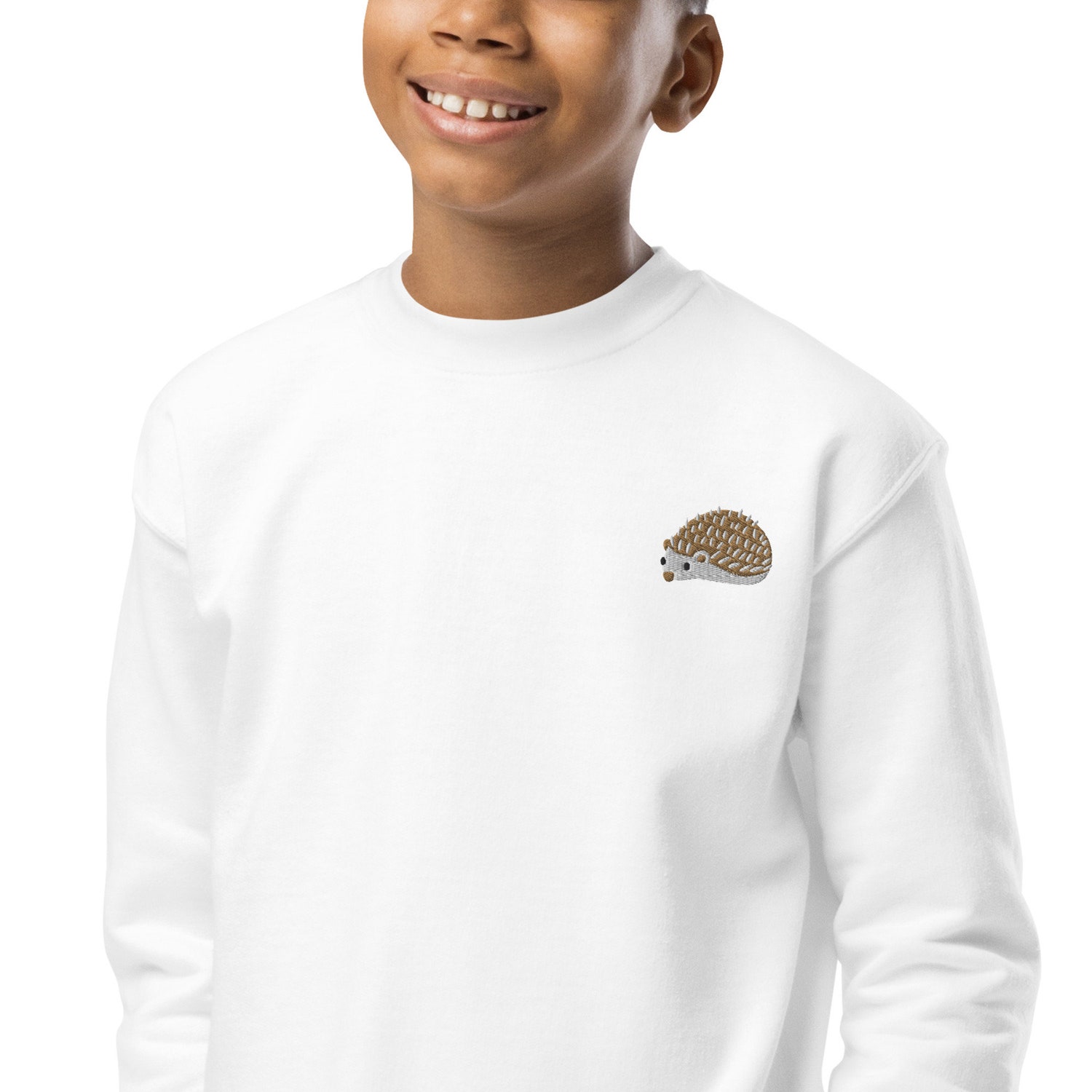 Embroidered Hedgehog Youth Sweatshirt Unisex Kids Funny Animal Cottagecore Shirt image 1