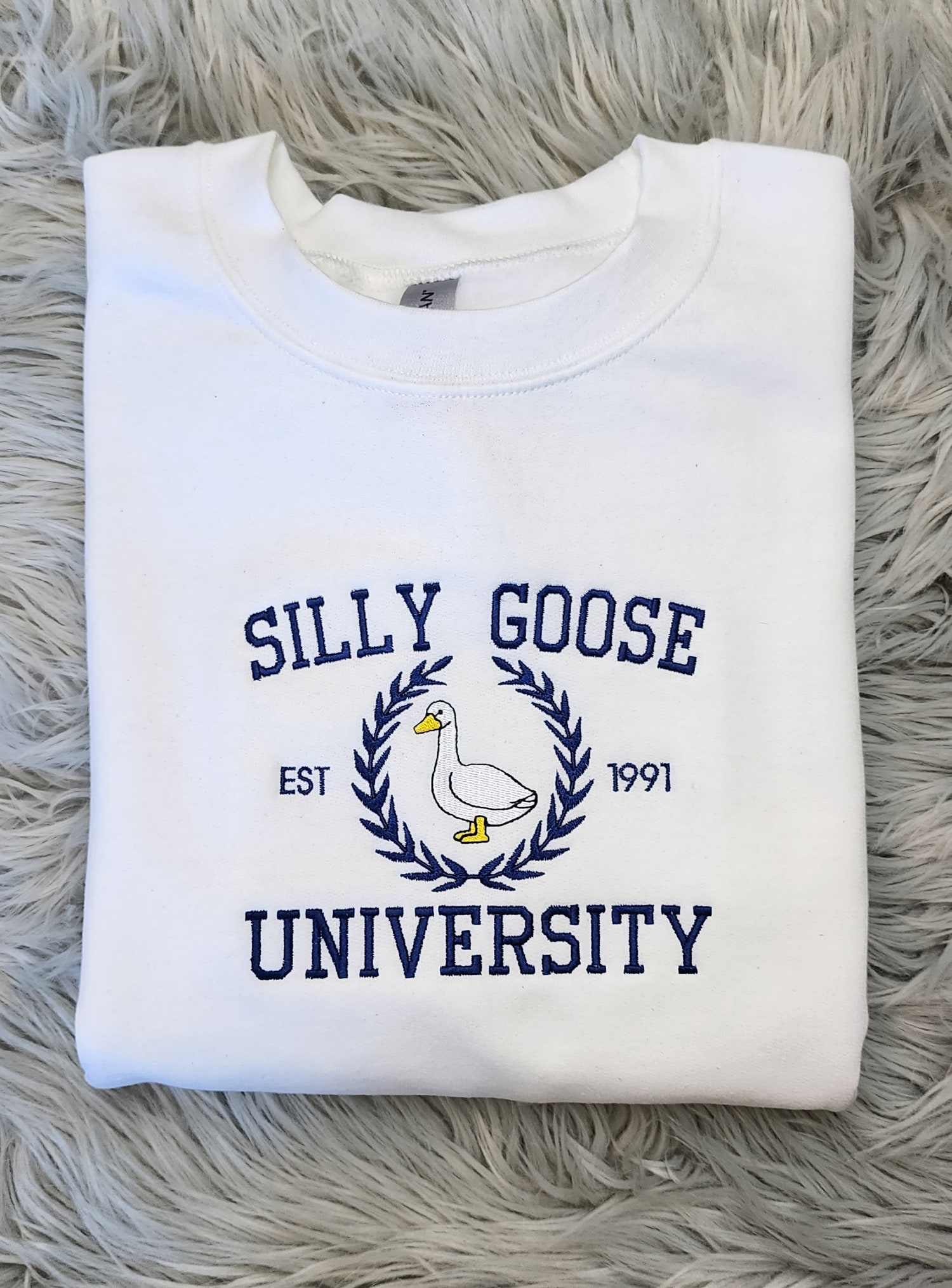 Silly Goose University Embroidered Sweatshirt or Hoodie Fun Embroidered Gift for All Ages image 1