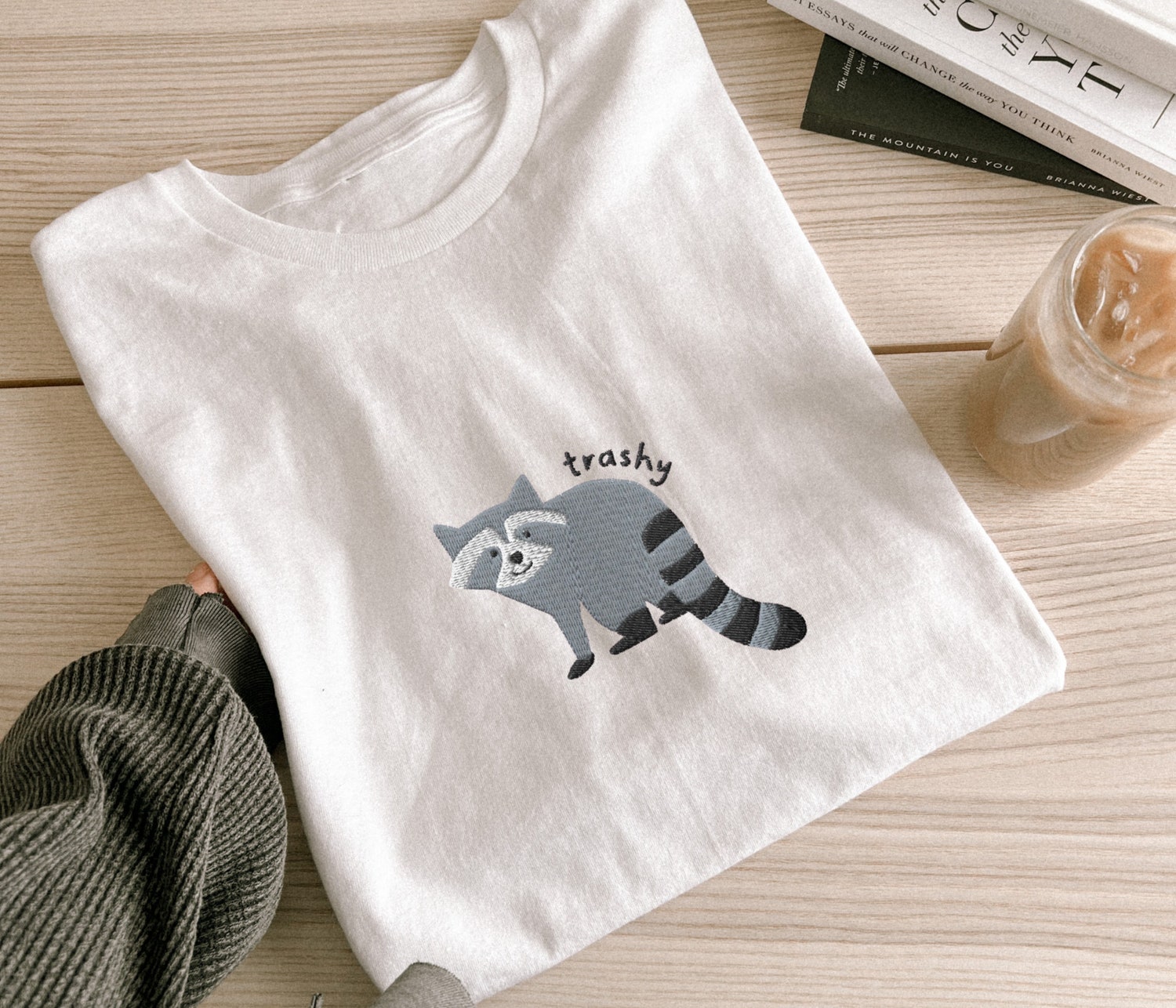 Embroidered Trashy Raccoon Comfort Colors Unisex T-Shirt Funny Animal Shirt Gift image 1