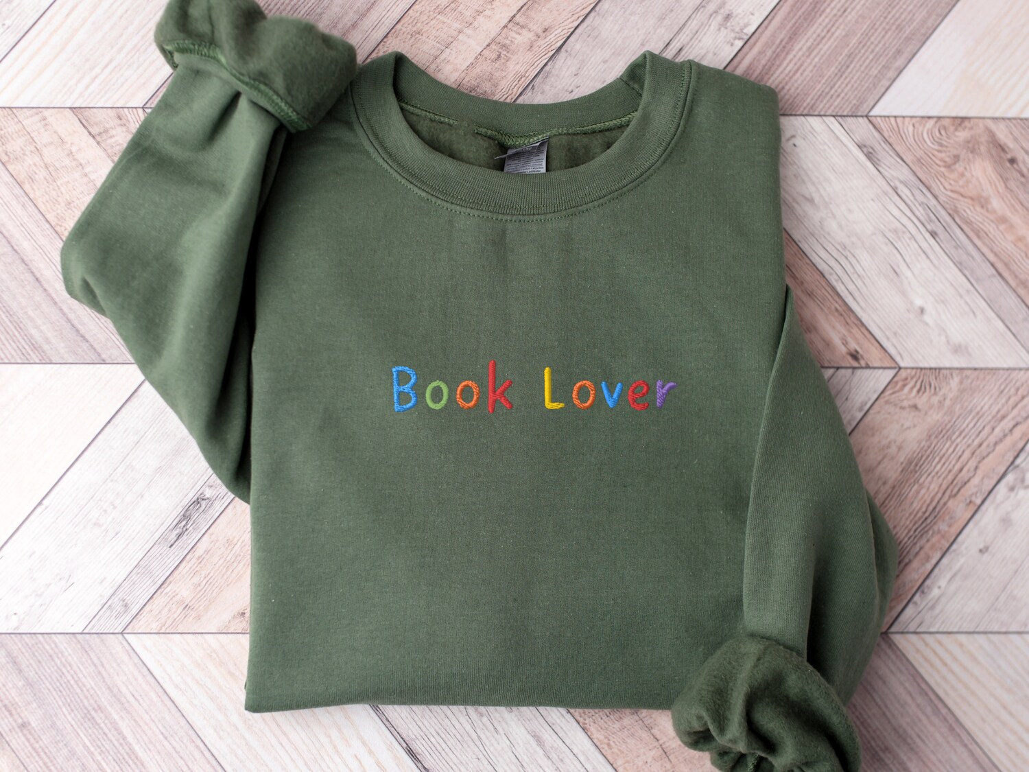 Book Lover Embroidered Sweatshirt Reading Gift Librarian Apparel Bookworm Cozy Wear image 1