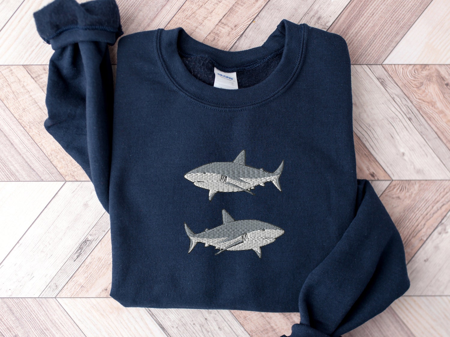 Embroidered Great White Sharks Sweatshirt Marine Biology Ocean Shirt Gift for Her image 4