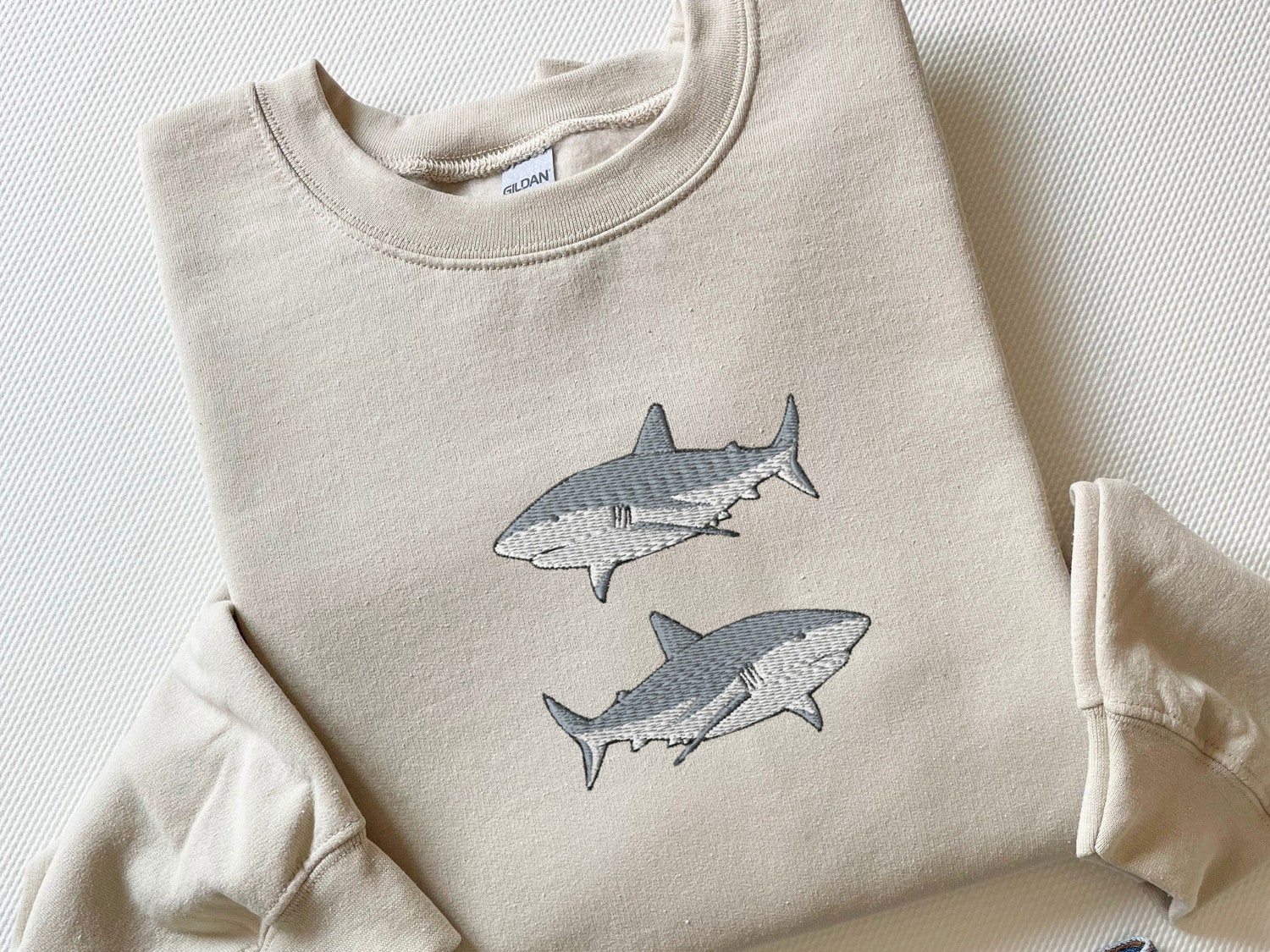 Embroidered Great White Sharks Sweatshirt Marine Biology Ocean Shirt Gift for Her image 2
