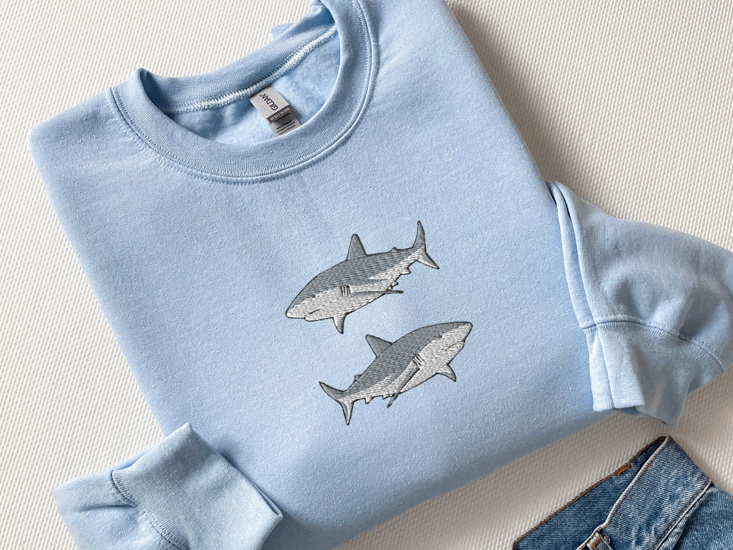 Embroidered Great White Sharks Sweatshirt Marine Biology Ocean Shirt Gift for Her image 6