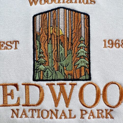 Redwood National Park Embroidered Sweatshirt California Forest Hoodie Woodland T-shirt image 0