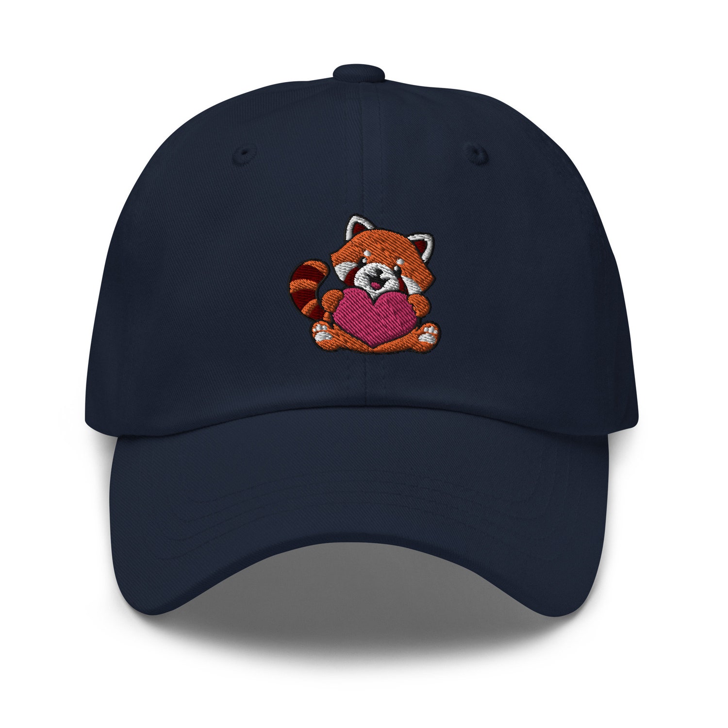 Red Panda Hugging Heart Embroidered Dad Hat - Adjustable Baseball Cap Gift for Panda Lovers image 2