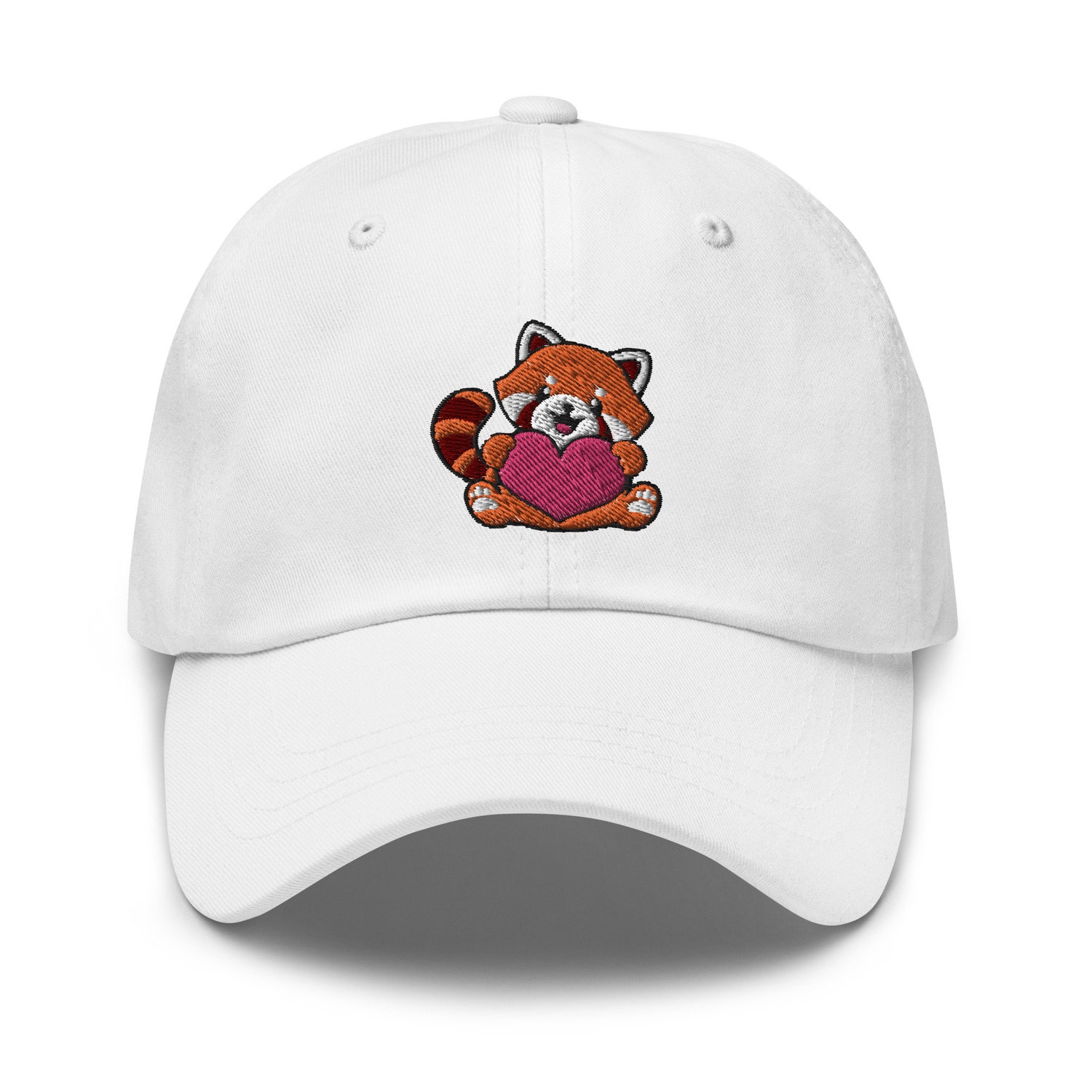 Red Panda Hugging Heart Embroidered Dad Hat - Adjustable Baseball Cap Gift for Panda Lovers image 6