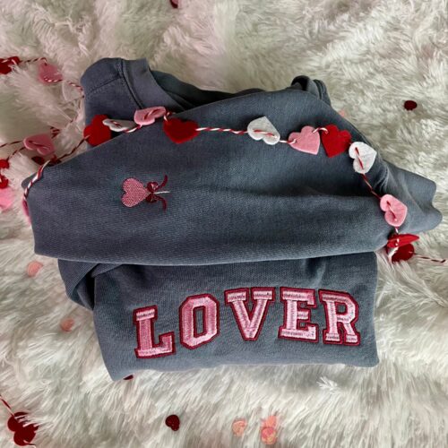 Valentines Day Lover Embroidered Sweatshirt Comfort Colors Crewneck Gift for Her Cozy image 0