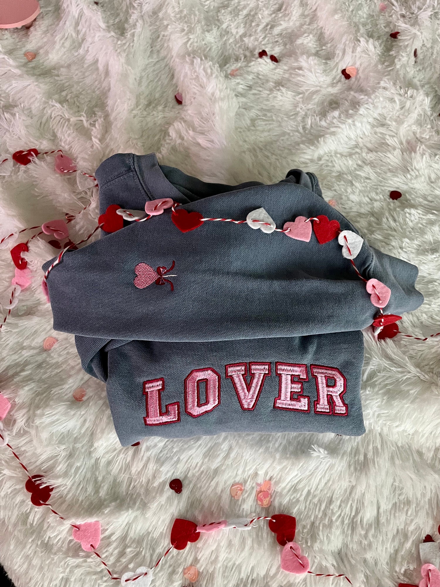 Valentines Day Lover Embroidered Sweatshirt Comfort Colors Crewneck Gift for Her Cozy image 3