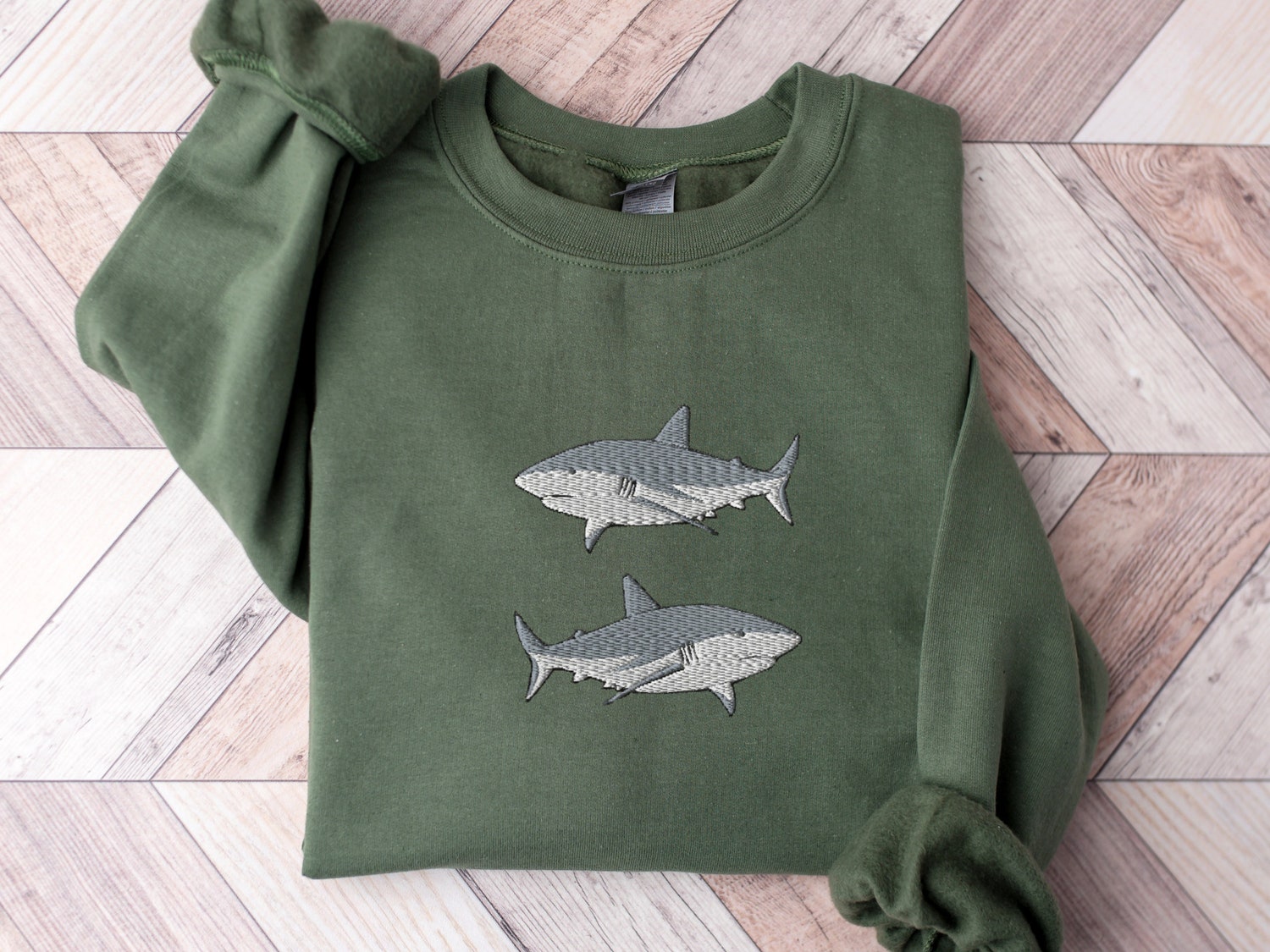Embroidered Great White Sharks Sweatshirt Marine Biology Ocean Shirt Gift for Her image 3