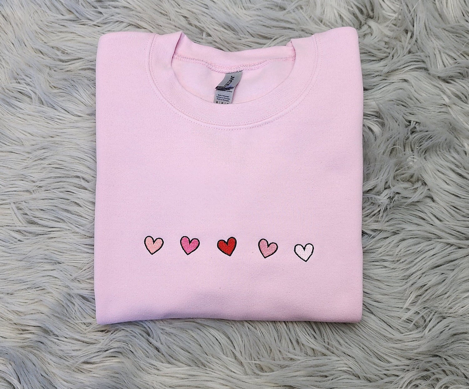 Valentine's Day Embroidered Hearts Sweatshirt Mini Hearts Design Crewneck or Hoodie image 2