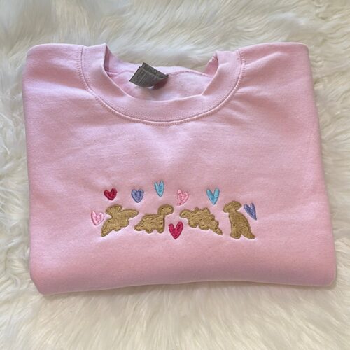 Valentine's Day Dino Nuggies Embroidered Sweatshirt Cute Valentine's Crewneck image 0