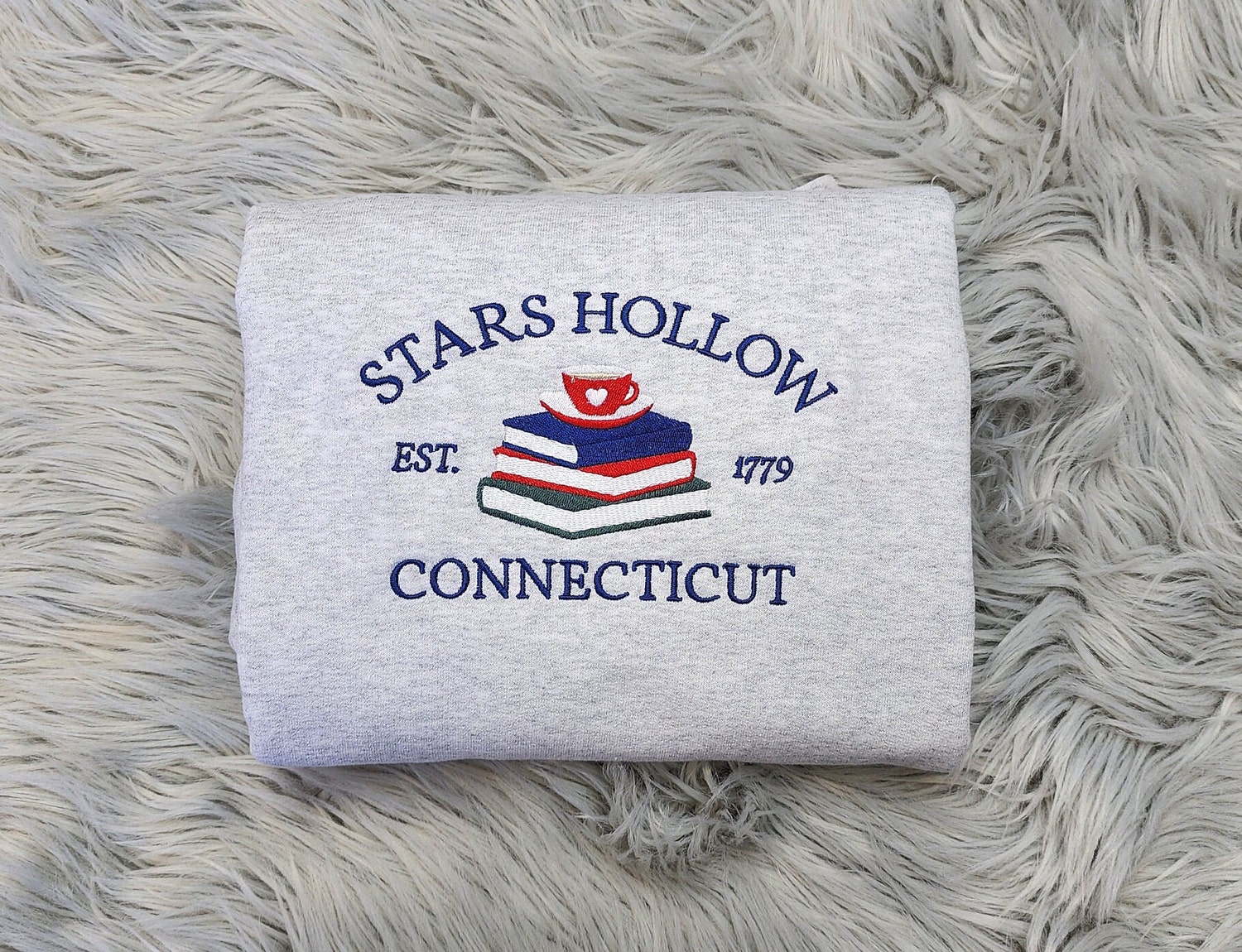 Stars Hollow Connecticut Embroidered Sweatshirt Unisex Hoodie or Sweatshirt with Book Design image 1