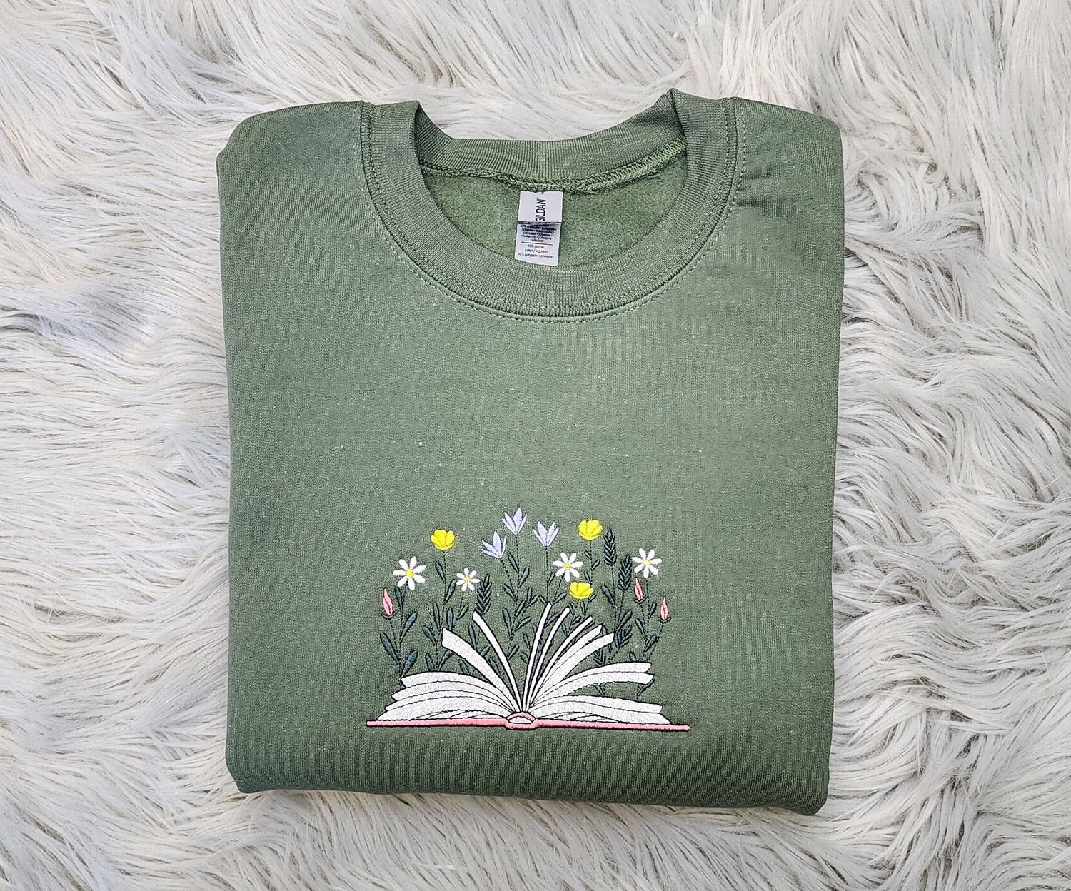 Wildflowers Book Embroidered Sweatshirt for Bookworms Unisex Pullover or Hoodie image 1