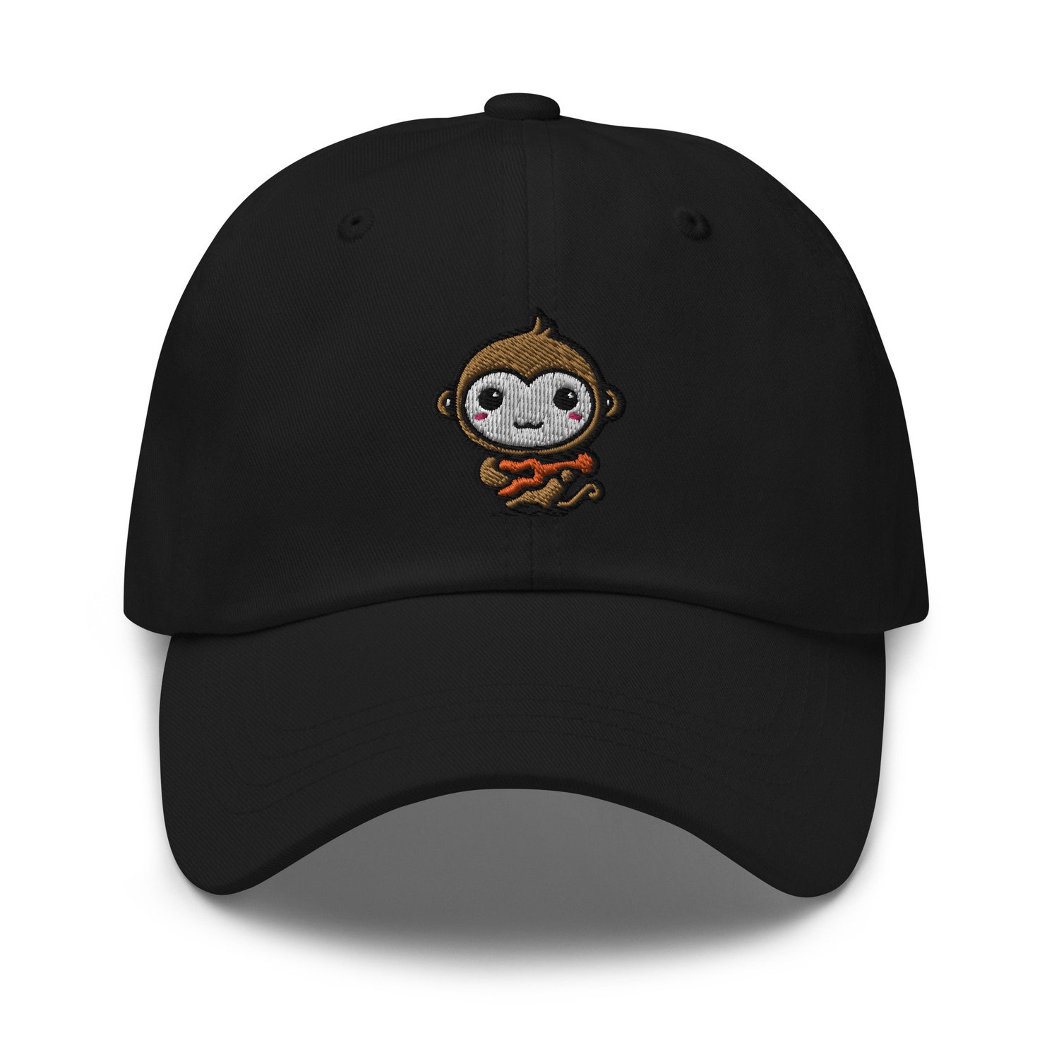 Cute Monkey Guitar Embroidered Dad Hat - Adjustable Baseball Cap for Monkey Lovers image 1