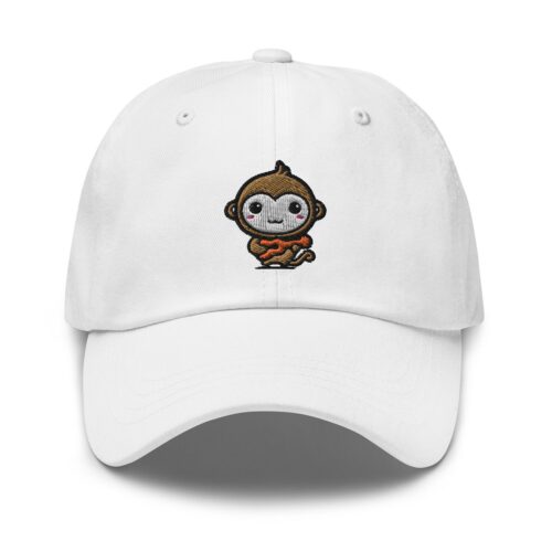 Cute Monkey Guitar Embroidered Dad Hat - Adjustable Baseball Cap for Monkey Lovers image 0