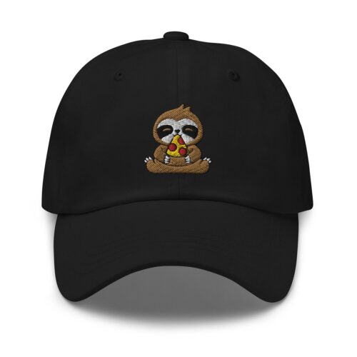 Cute Sloth Eating Embroidered Dad Hat - Adjustable Baseball Cap for Sloth Lovers Gifts image 0