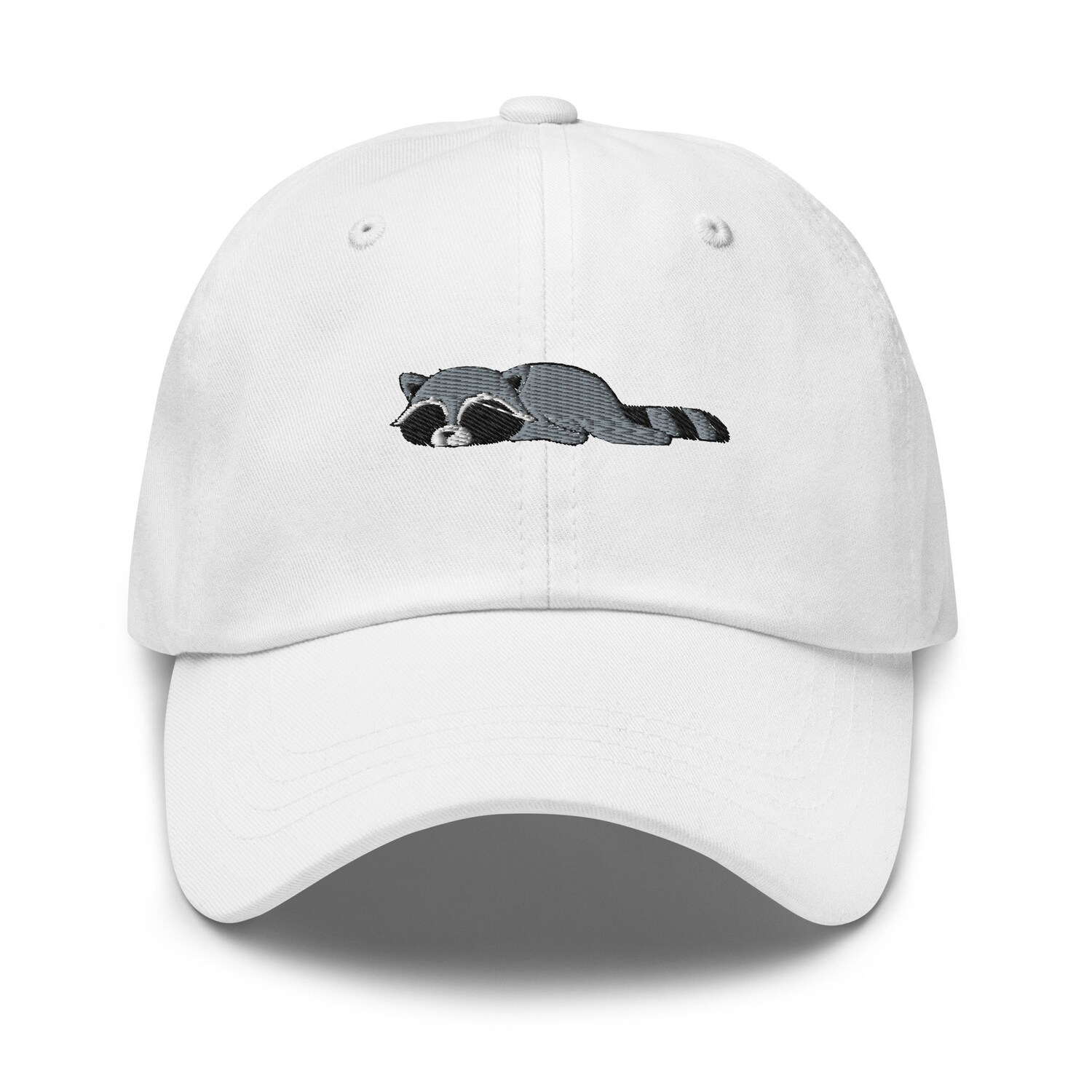 Relaxing Raccoon Embroidered Dad Hat - Cute Lazy Raccoon Funny Adjustable Baseball Cap image 2