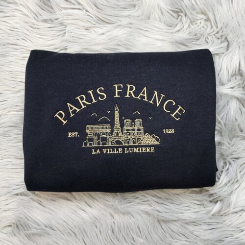 Paris Embroidered Unisex Crewneck Sweatshirt City of Love France Apparel image 0