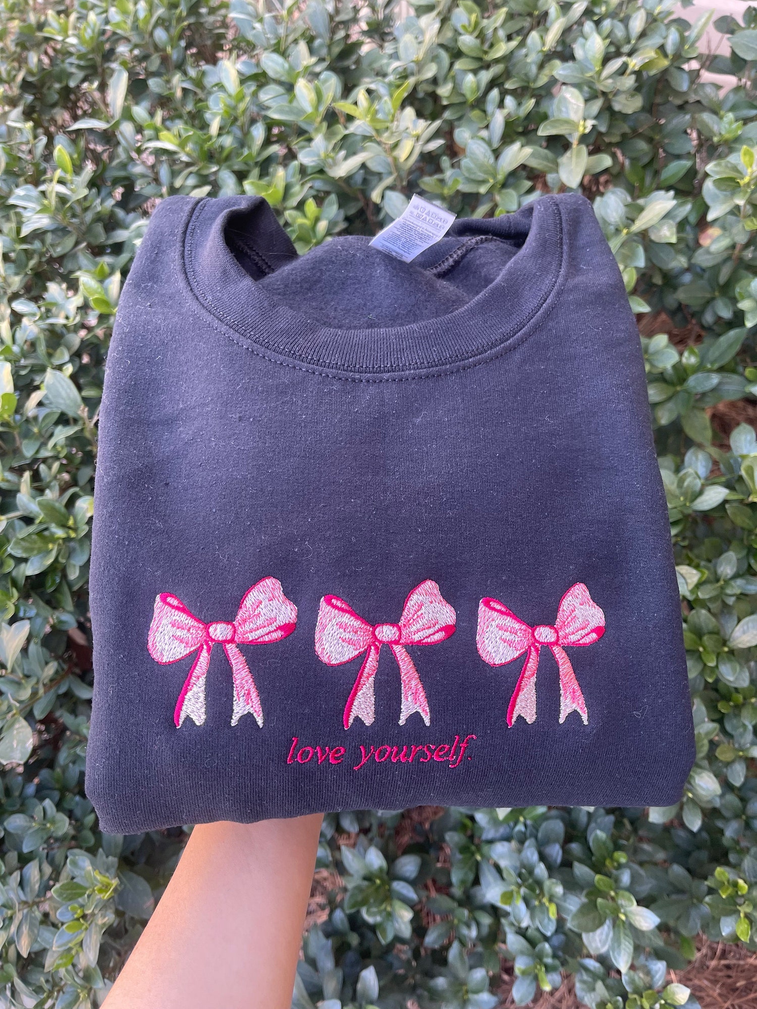 Coquette Embroidered Sweatshirt Preppy Self Love Birthday Gift Comfy Girly Sweater image 6