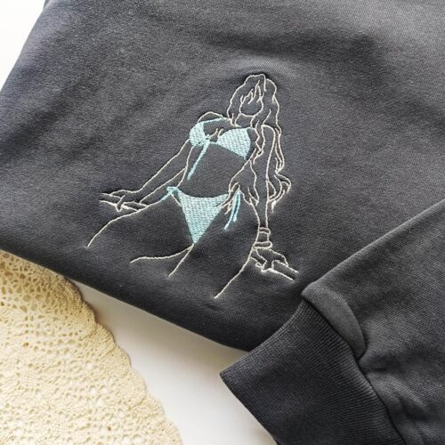 Custom Embroidered Portrait Sweatshirt from Photo Personalized Line Art Gift for Her image 0