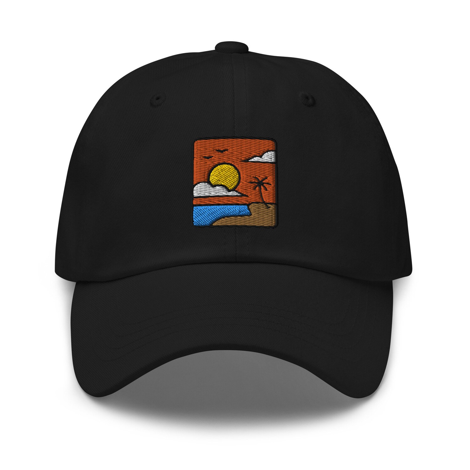 Sunset Beach Embroidered Dad Hat - Adjustable Baseball Cap Summer Gift for Beach Lovers image 1