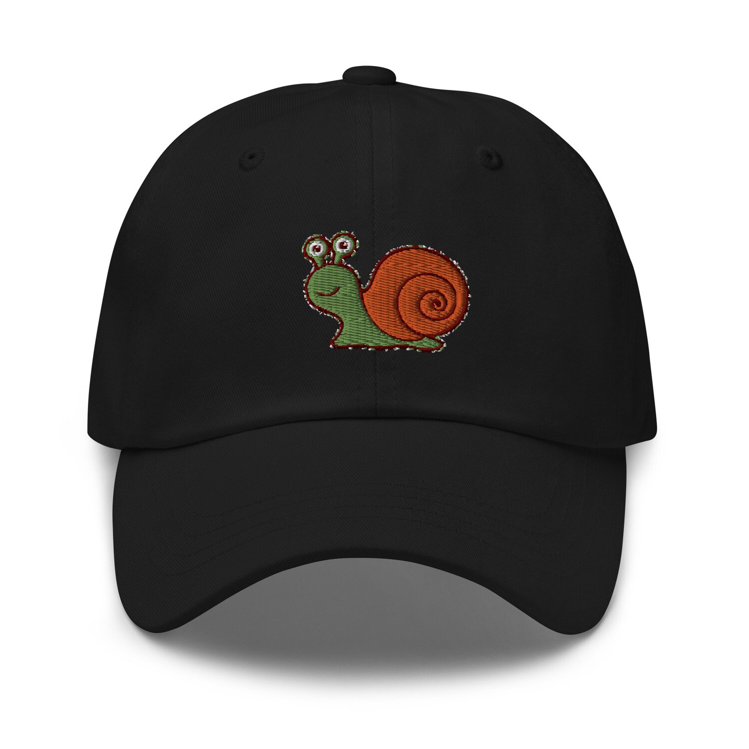 Embroidered Snail Dad Hat - Cute Green Slug Cap for Men & Women - Wildlife Hiking & Camping Hat image 1