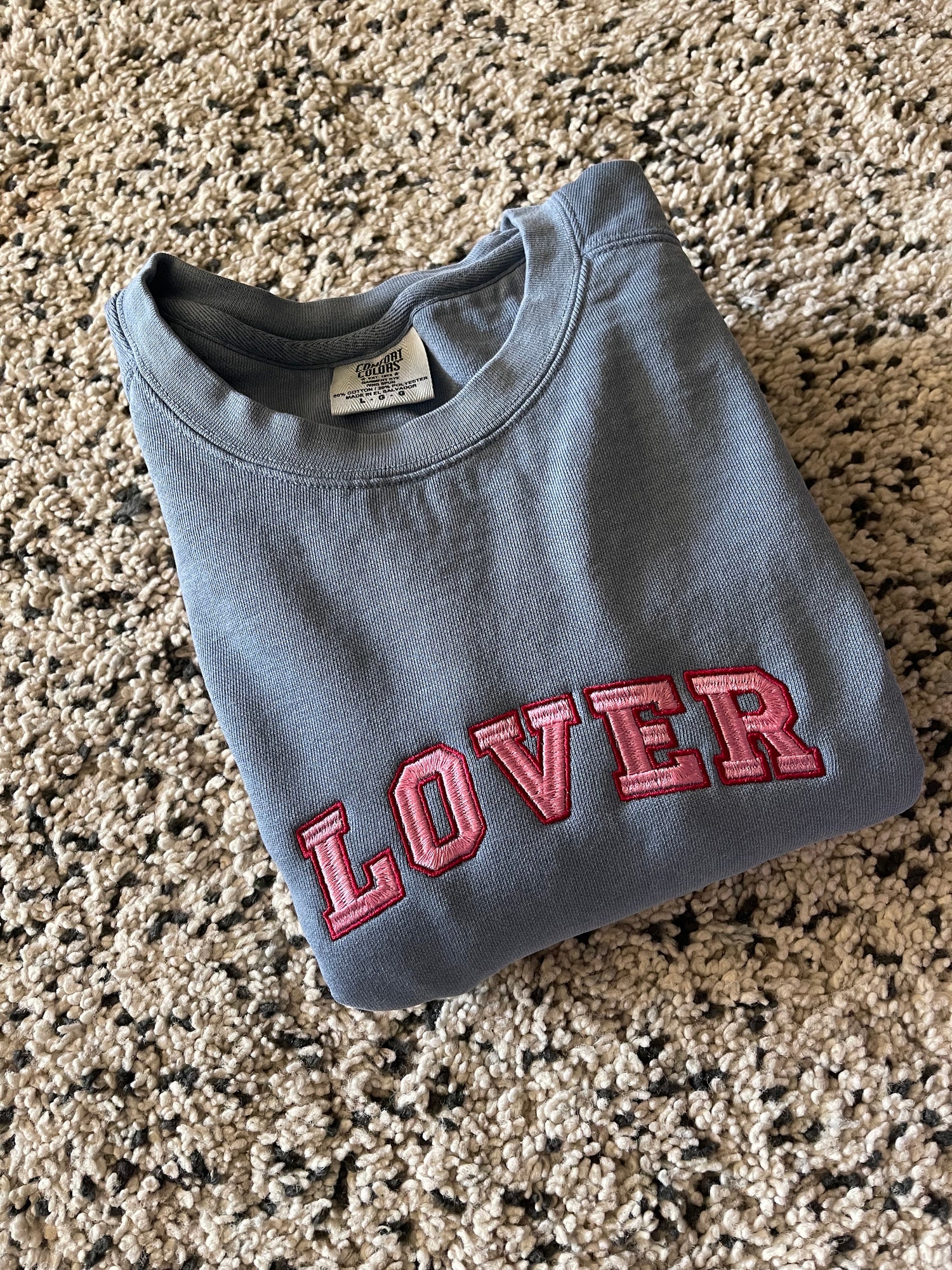 Valentines Day Lover Embroidered Sweatshirt Comfort Colors Crewneck Gift for Her Cozy image 2