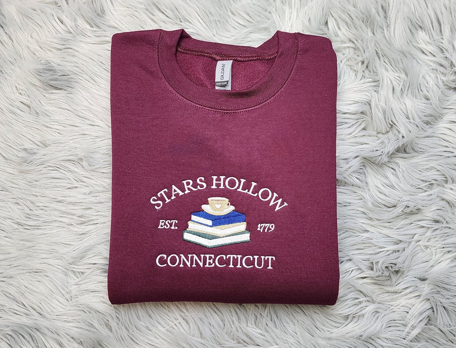 Stars Hollow Connecticut Embroidered Sweatshirt Unisex Hoodie or Sweatshirt with Book Design image 2