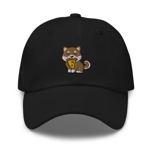 Shiba Inu Dog Eating Pizza Embroidered Dad Hat - Shiba Lovers Gift - Adjustable Baseball Cap image 0