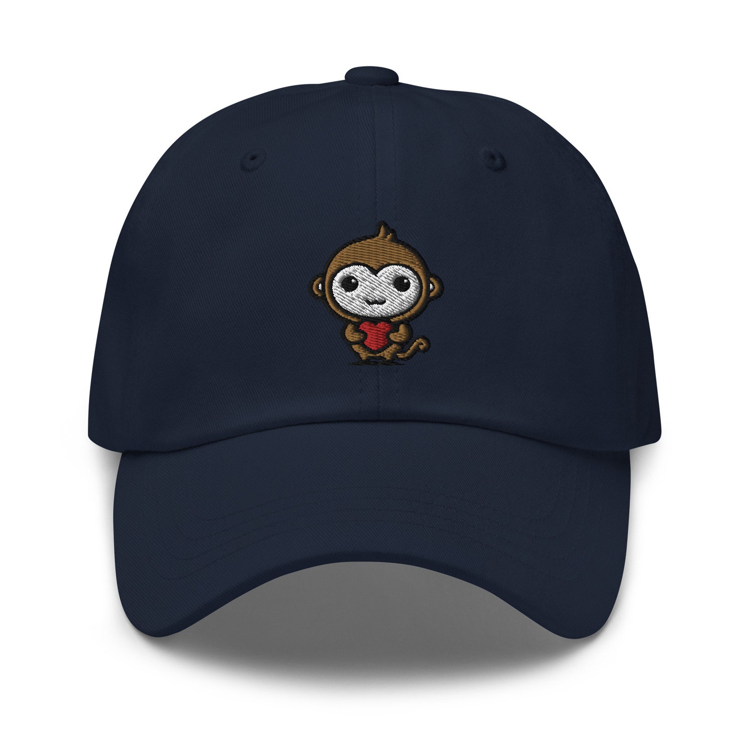 Cute Monkey Heart Embroidered Dad Hat - Adjustable Baseball Cap for Monkey Lovers Gift image 2