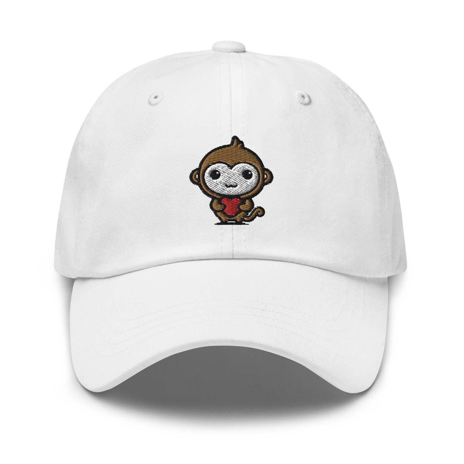 Cute Monkey Heart Embroidered Dad Hat - Adjustable Baseball Cap for Monkey Lovers Gift image 6