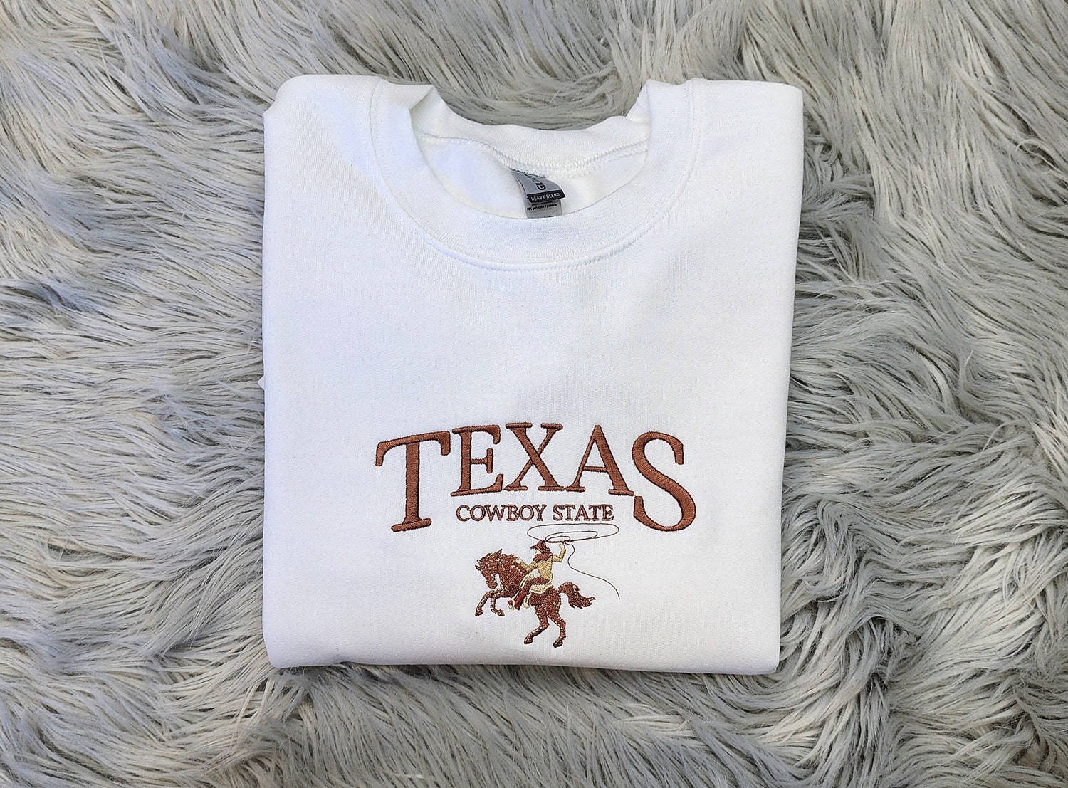 Texas Cowboy State Embroidered Crewneck Sweatshirt Texas Hoodie Cowboy Shirt image 1