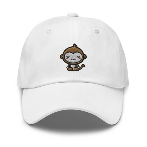 Cute Monkey Meditation Embroidered Dad Hat - Adjustable Baseball Cap for Monkey Lovers image 1