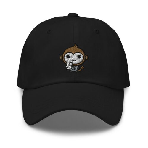 Cute Monkey Victory Embroidered Dad Hat - Adjustable Baseball Cap Monkey Lover Gift image 0