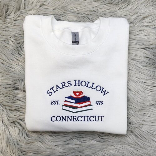 Stars Hollow Connecticut Embroidered Sweatshirt Unisex Hoodie or Sweatshirt with Book Design image 0