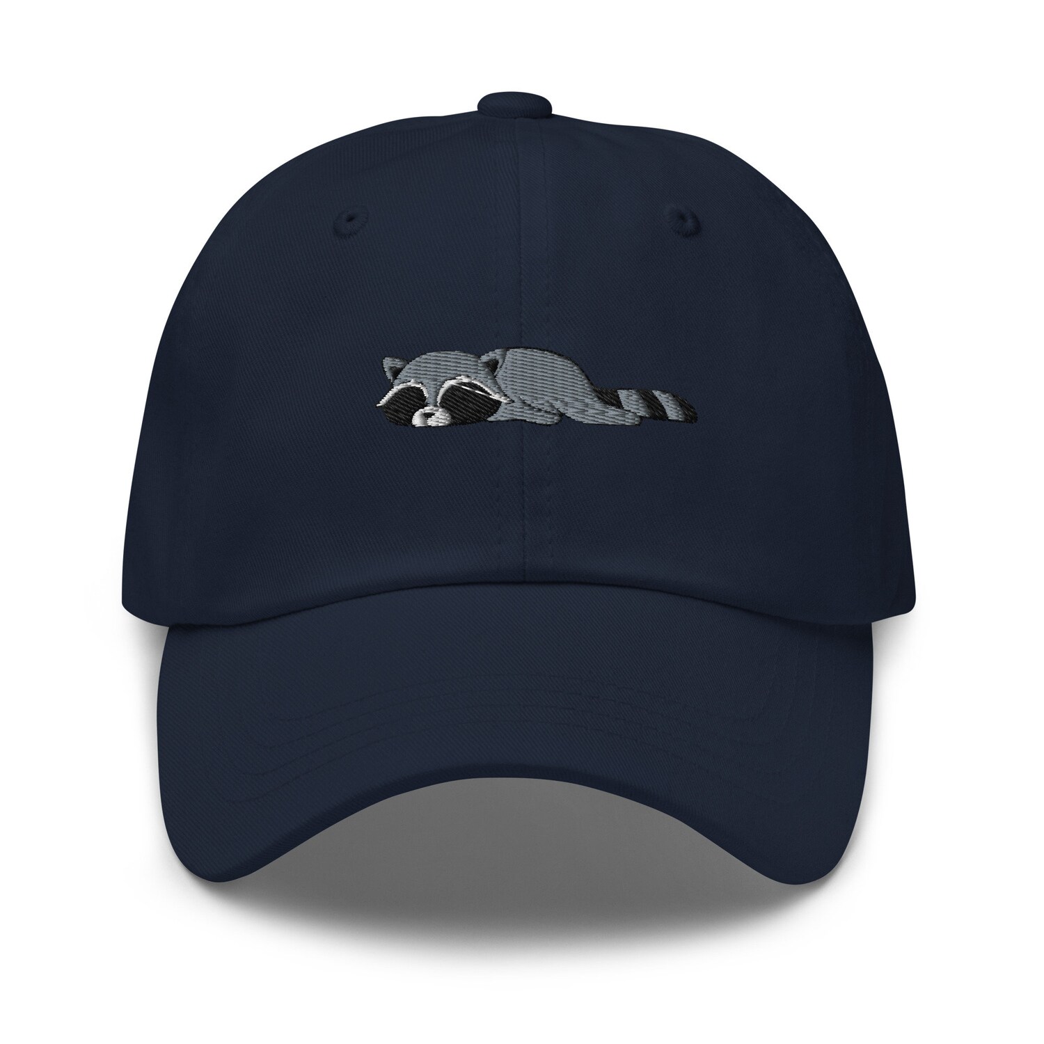 Relaxing Raccoon Embroidered Dad Hat - Cute Lazy Raccoon Funny Adjustable Baseball Cap image 3