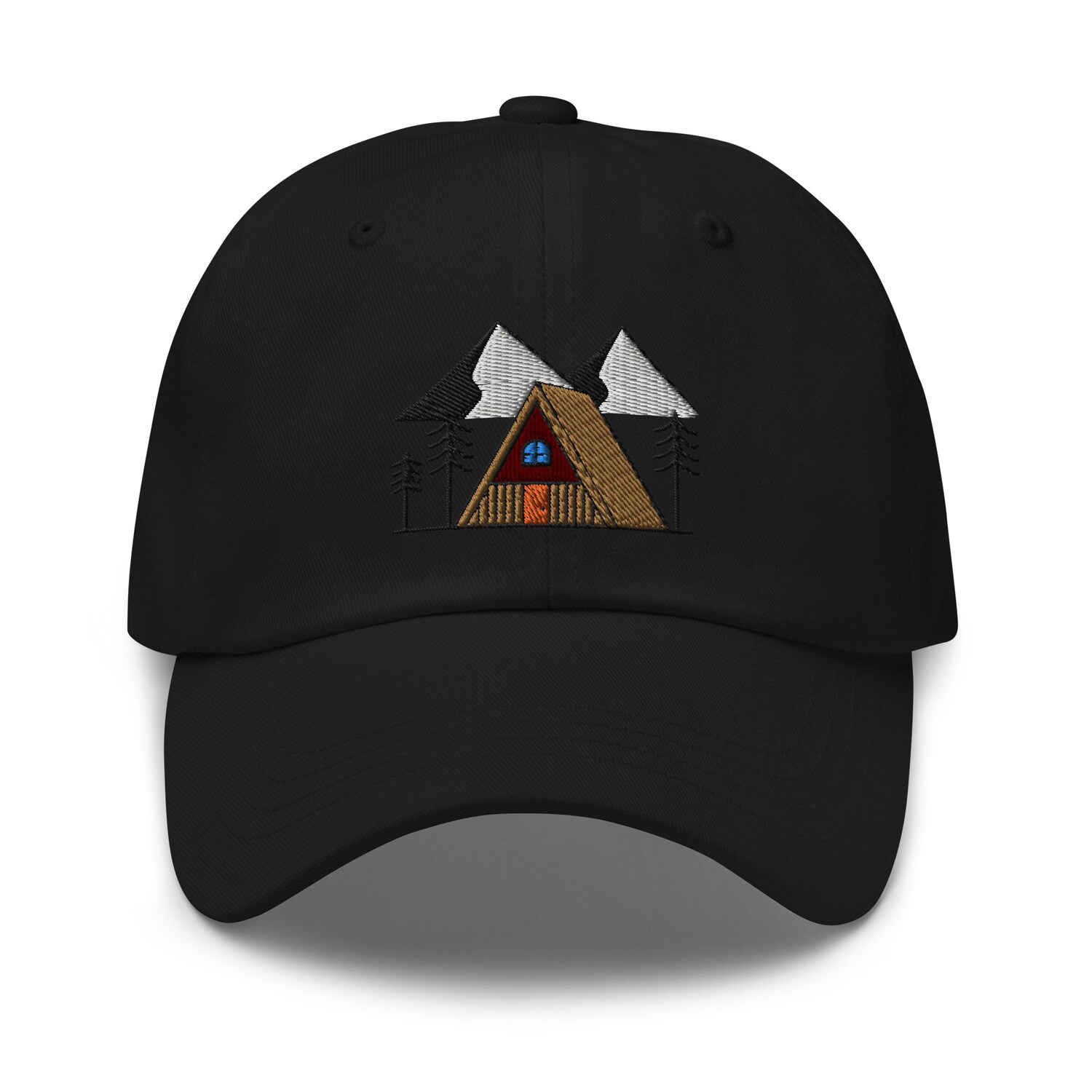 Camping Cabin Embroidered Hat, Camping Holiday Lovers Gift, Cute Campers Handmade Dad Cap, Adjustable Baseball Cap Gifts - Multiple Colors image 1