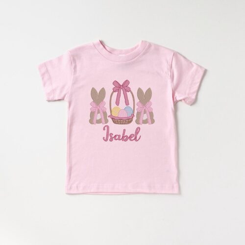 Girls' Personalized Embroidered Easter Bunny Shirt Baby's First Easter Outfit image 0