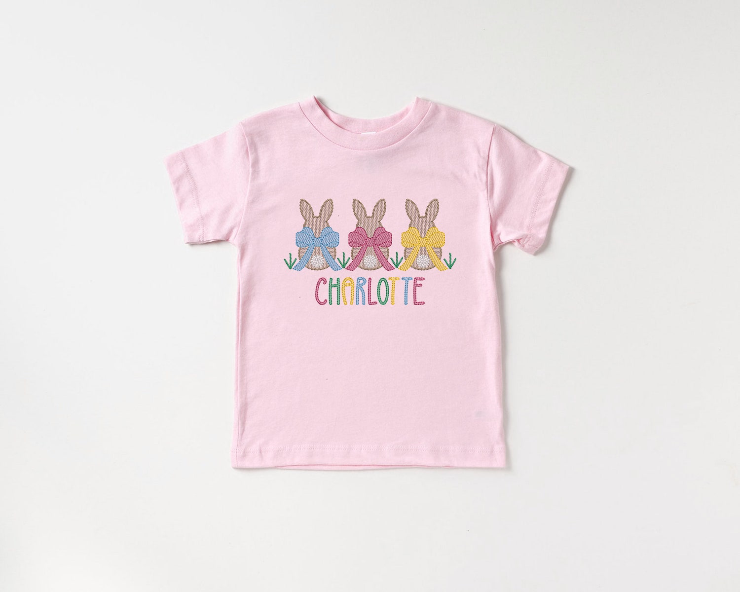 Personalized Girls Easter Bunny Shirt Embroidered Baby First Easter Outfit Easter Girl Shirt image 1