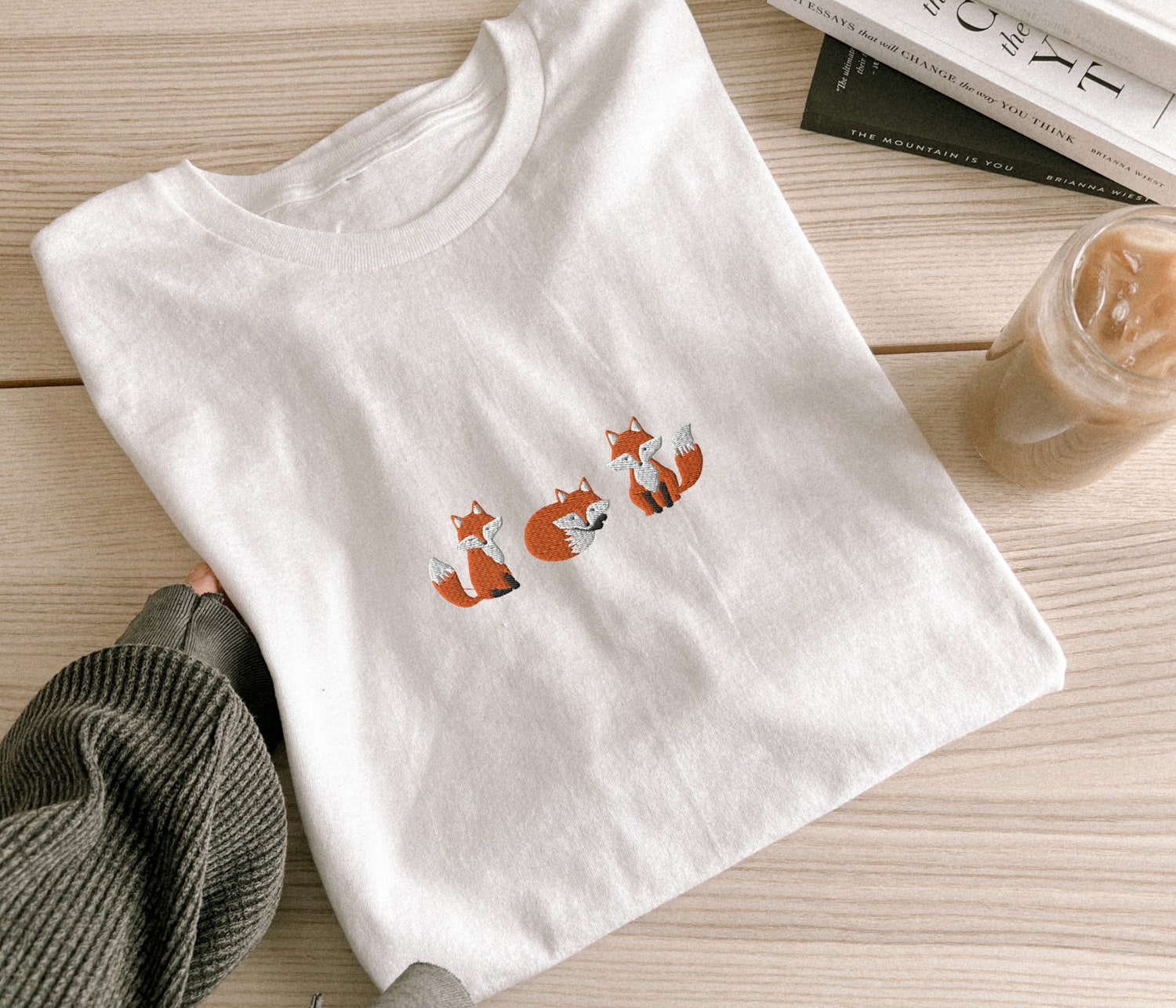 Embroidered Fox Comfort Colors T-Shirt Fox Lover Gift Animal Forest Cottagecore Shirt image 1