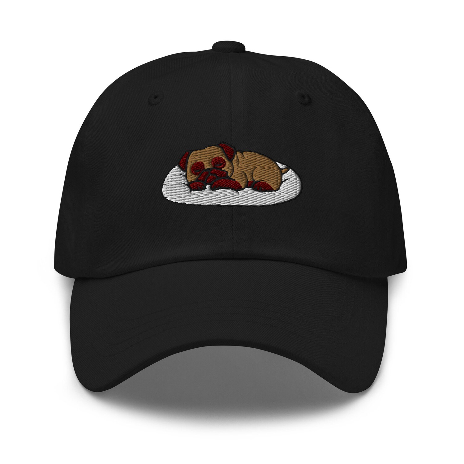 Cute Embroidered Sleeping Pug Dad Hat - Funny Unisex Adjustable Baseball Cap Gift image 2