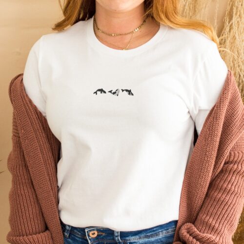 Embroidered Orcas Comfort Colors T-Shirt Unisex Whale Shirt Marine Biology Gift image 0