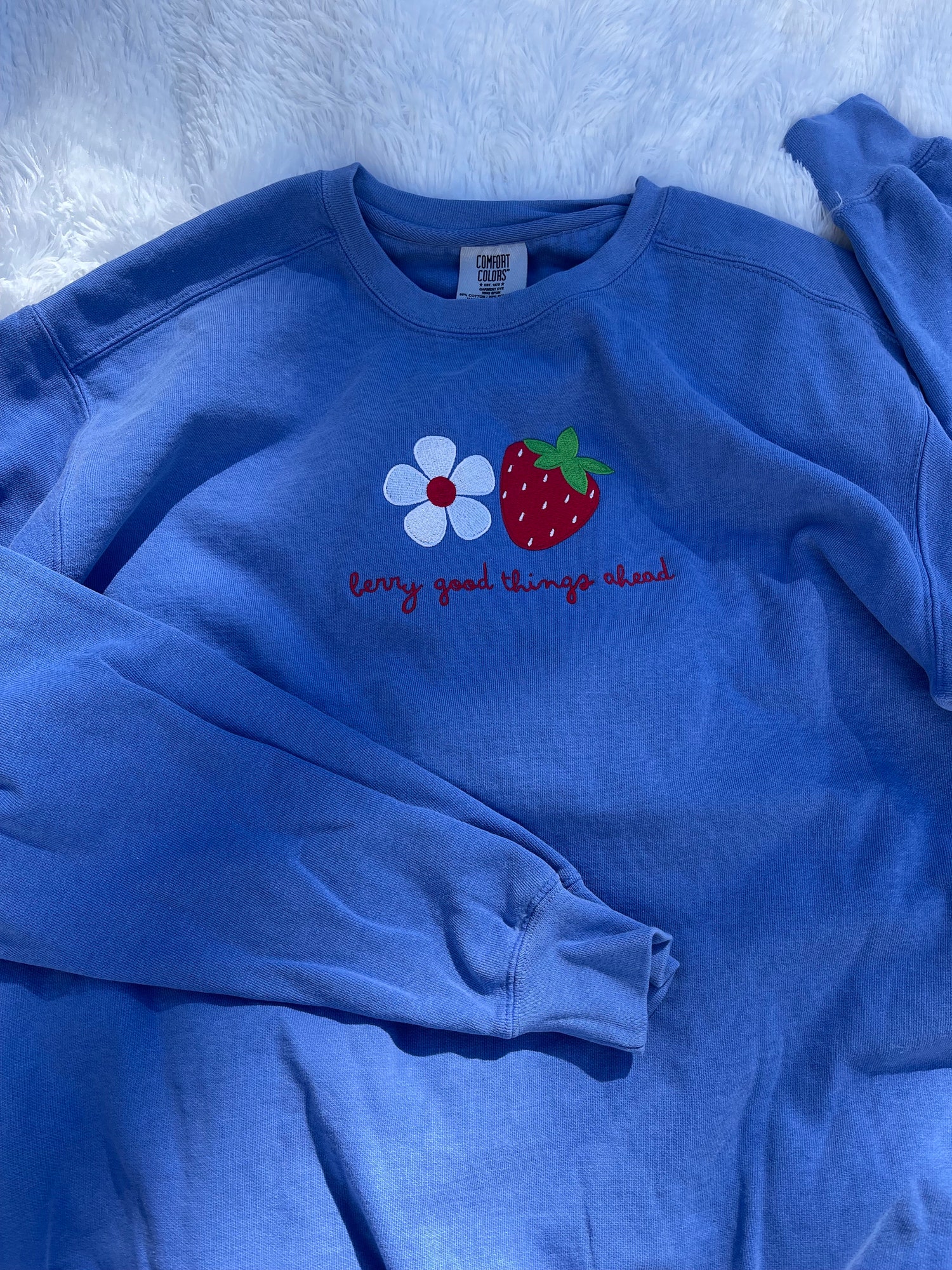 Strawberry Embroidered Sweatshirt - Cute Spring Crewneck - Aesthetic Gifts for Her image 5