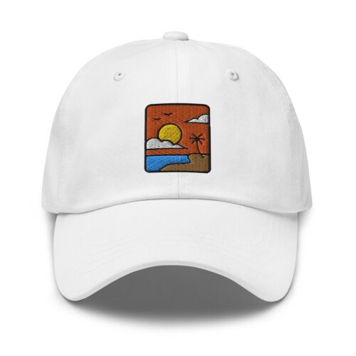 Sunset Beach Embroidered Dad Hat - Adjustable Baseball Cap Summer Gift for Beach Lovers image 0