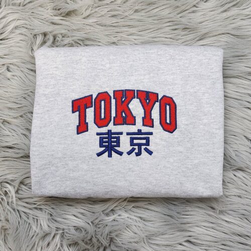 Tokyo Japan Embroidered Unisex Crewneck Sweatshirt Customizable Hooded Sweatshirt image 0